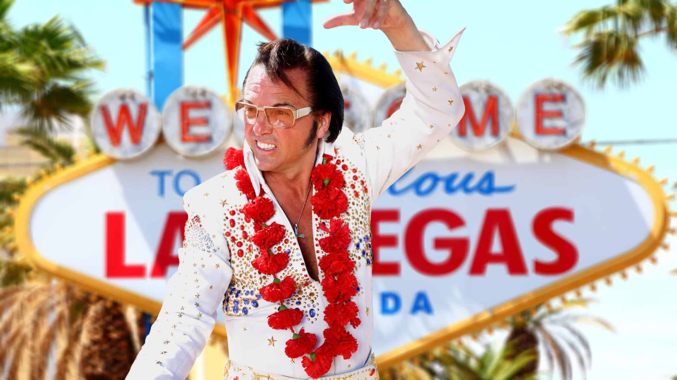 Elvis in front of Las Vegas Sign